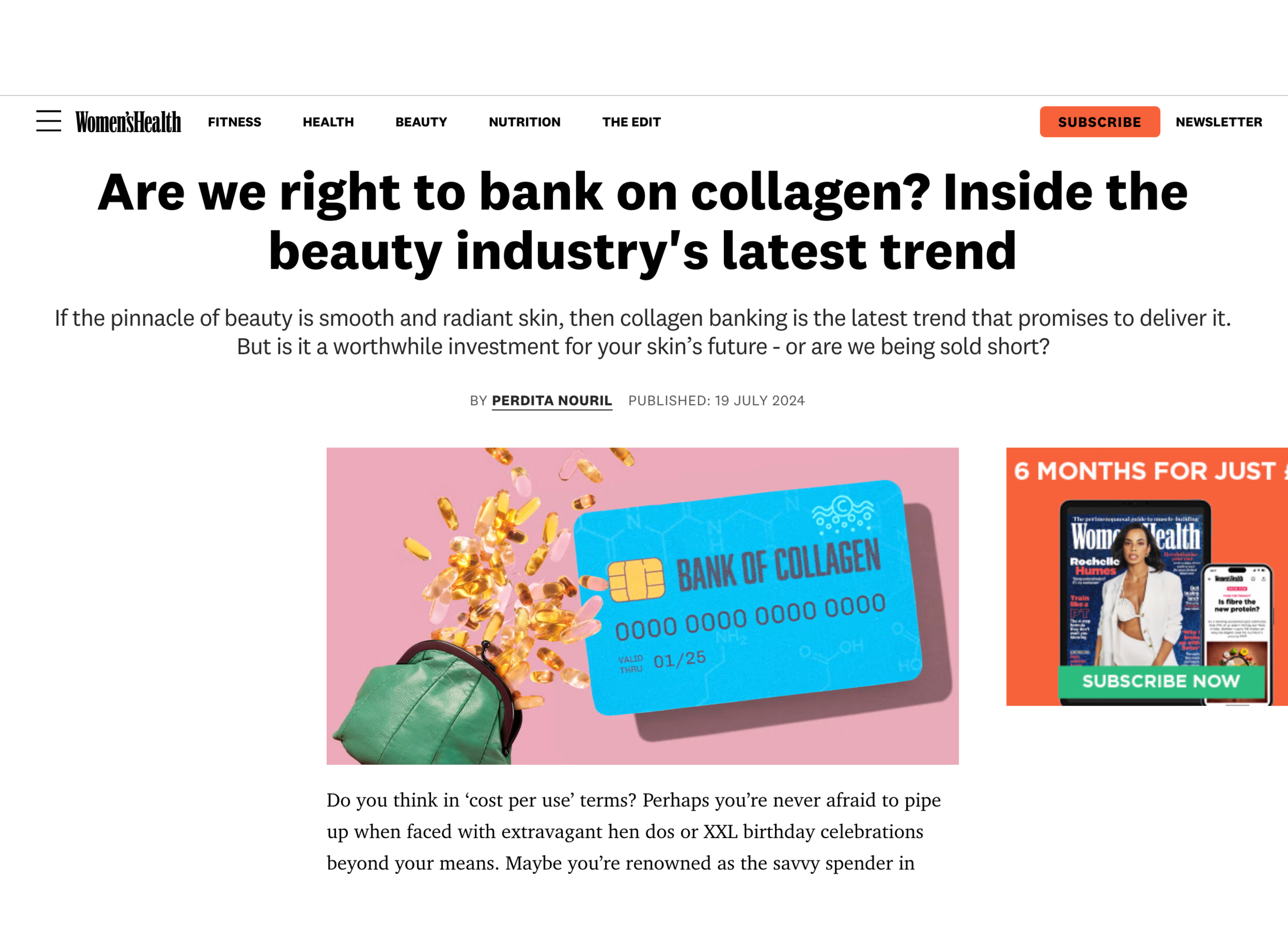 Dr Johanna Ward on collagen Banking - Women's Health