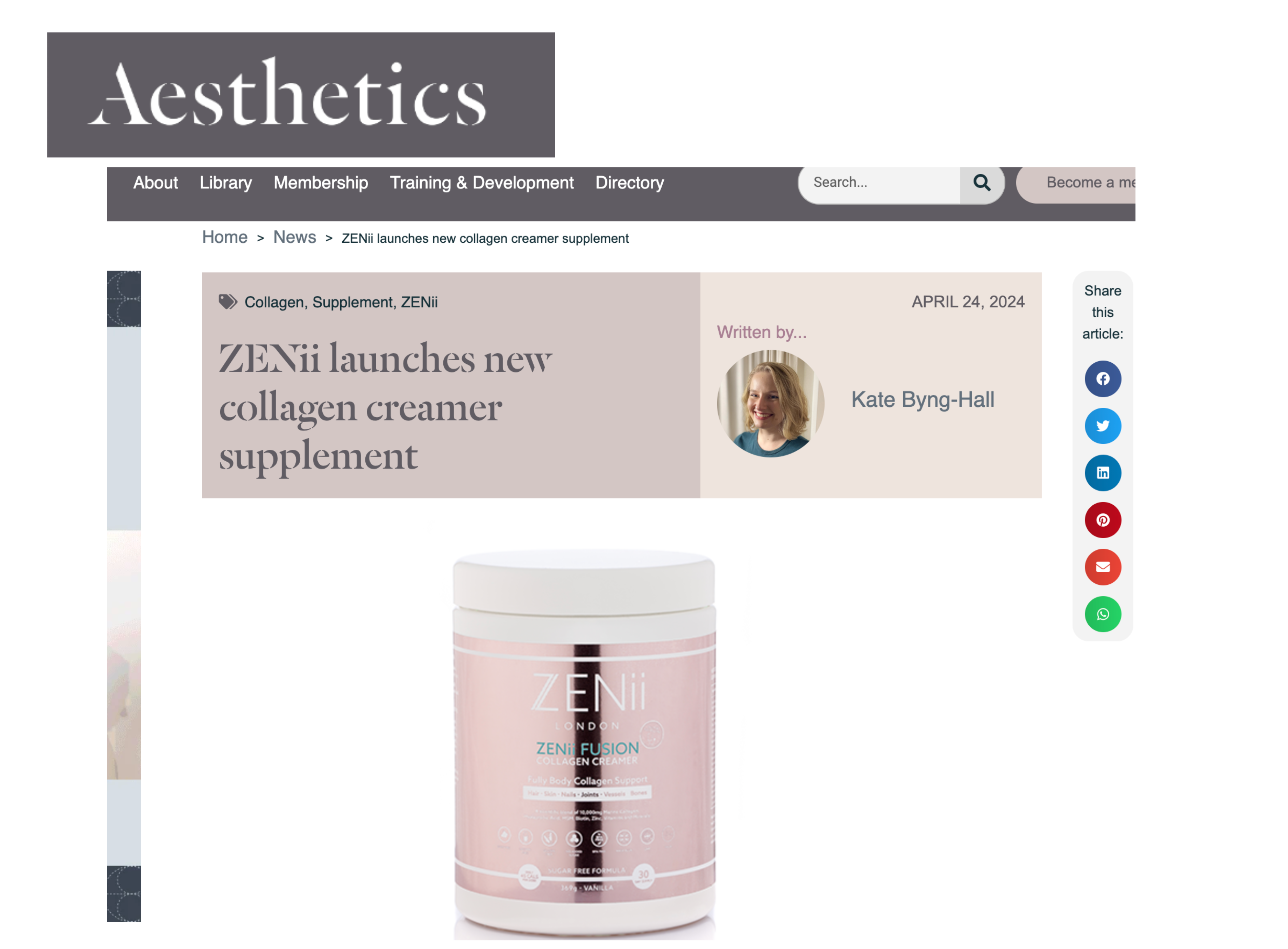 ZENii Fusion Collagen Creamer - Aesthetics Journal